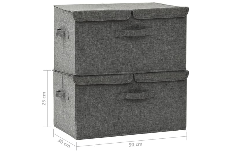 Oppbevaringsbokser 2 stk stoff 50x30x25 cm antrasitt - Antrasittgrå - Oppbevaringsbokser