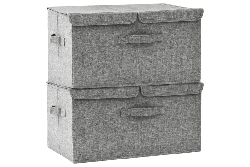 Oppbevaringsbokser 2 stk stoff 50x30x25 cm grå - Grå - Oppbevaring - Oppbevaring til småting - Oppbevaringsbokser