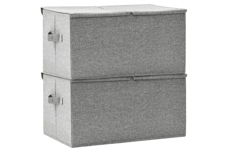 Oppbevaringsbokser 2 stk stoff 50x30x25 cm grå - Grå - Oppbevaringsbokser