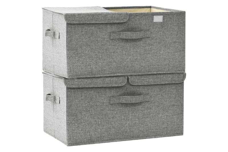 Oppbevaringsbokser 2 stk stoff 50x30x25 cm grå - Grå - Oppbevaring - Oppbevaring til småting - Oppbevaringsbokser