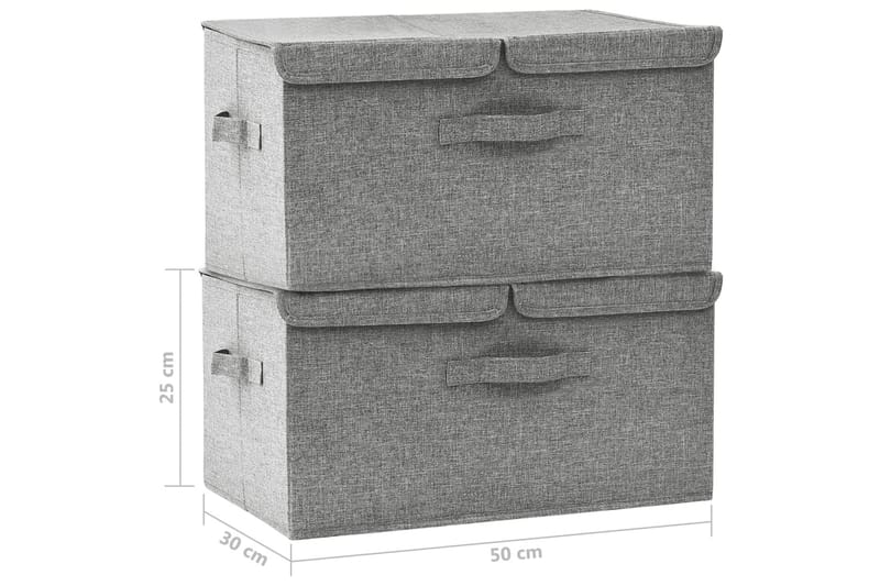 Oppbevaringsbokser 2 stk stoff 50x30x25 cm grå - Grå - Oppbevaringsbokser