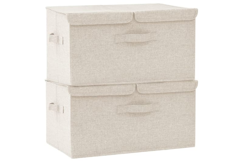 Oppbevaringsbokser 2 stk stoff 50x30x25 cm kremhvit - Krem - Oppbevaring - Oppbevaring til småting - Oppbevaringsbokser