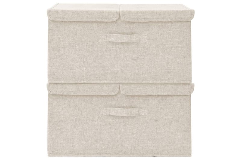 Oppbevaringsbokser 2 stk stoff 50x30x25 cm kremhvit - Krem - Oppbevaring - Oppbevaring til småting - Oppbevaringsbokser