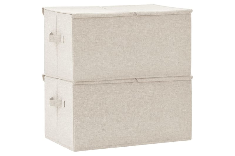 Oppbevaringsbokser 2 stk stoff 50x30x25 cm kremhvit - Krem - Oppbevaringsbokser