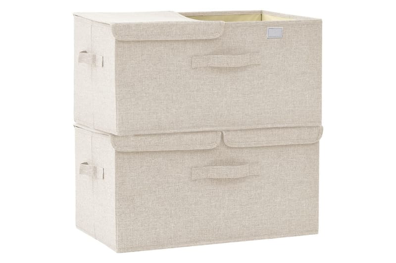 Oppbevaringsbokser 2 stk stoff 50x30x25 cm kremhvit - Krem - Oppbevaring - Oppbevaring til småting - Oppbevaringsbokser