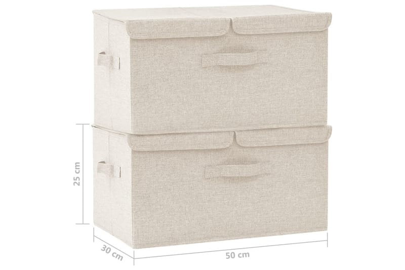 Oppbevaringsbokser 2 stk stoff 50x30x25 cm kremhvit - Krem - Oppbevaringsbokser