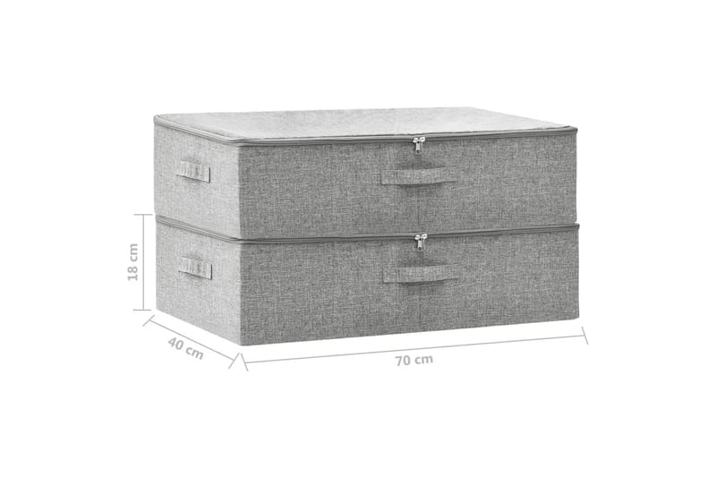 Oppbevaringsbokser 2 stk stoff 70x40x18 cm grå - Grå - Oppbevaringsbokser