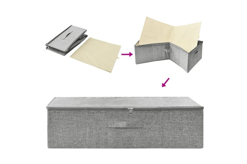 Oppbevaringsbokser 2 stk stoff 70x40x18 cm grå - Grå - Oppbevaring - Oppbevaring til småting - Oppbevaringsbokser