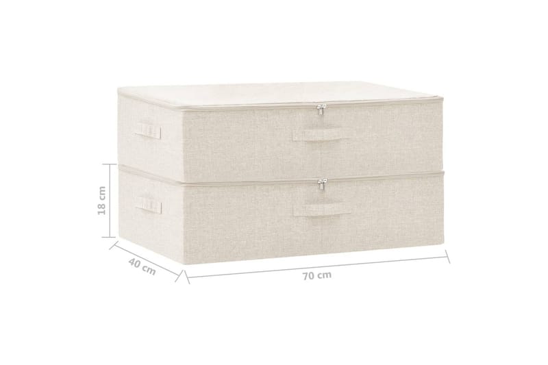 Oppbevaringsbokser 2 stk stoff 70x40x18 cm grå - Krem - Oppbevaring - Oppbevaring til småting - Oppbevaringsbokser