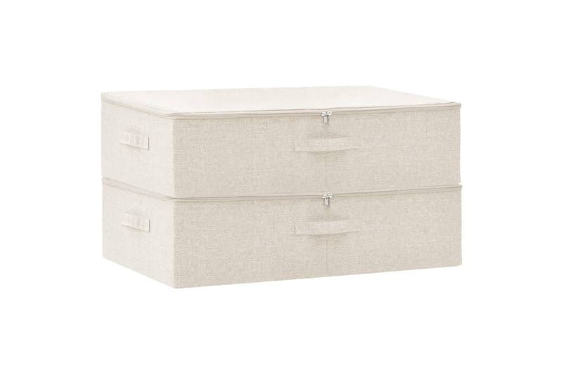Oppbevaringsbokser 2 stk stoff 70x40x18 cm grå - Krem - Oppbevaring - Oppbevaring til småting - Oppbevaringsbokser