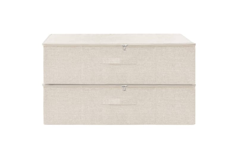 Oppbevaringsbokser 2 stk stoff 70x40x18 cm grå - Krem - Oppbevaring - Oppbevaring til småting - Oppbevaringsbokser