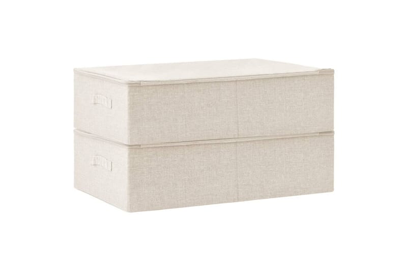 Oppbevaringsbokser 2 stk stoff 70x40x18 cm grå - Krem - Oppbevaring - Oppbevaring til småting - Oppbevaringsbokser