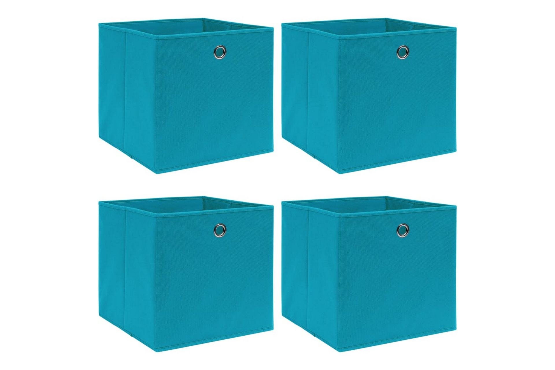 Oppbevaringsbokser 4 stk babyblå 32x32x32 cm stoff - Oppbevaring - Oppbevaring til småting - Oppbevaringsbokser