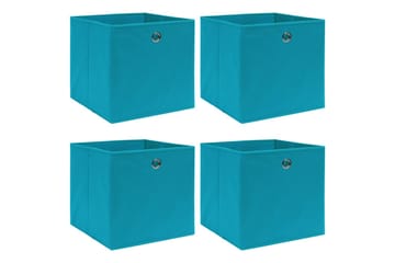 Oppbevaringsbokser 4 stk babyblå 32x32x32 cm stoff - Oppbevaring - Oppbevaring til småting - Oppbevaringsbokser