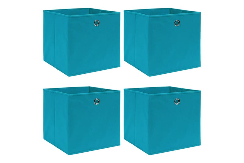 Oppbevaringsbokser 4 stk babyblå 32x32x32 cm stoff - Oppbevaring - Oppbevaring til småting - Oppbevaringsbokser