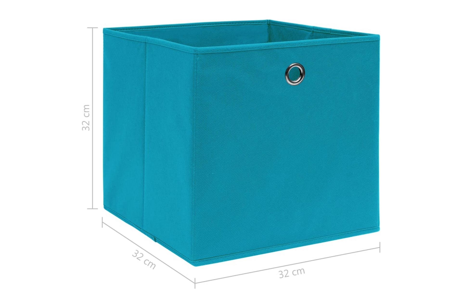 Oppbevaringsbokser 4 stk babyblå 32x32x32 cm stoff - Oppbevaring - Oppbevaring til småting - Oppbevaringsbokser