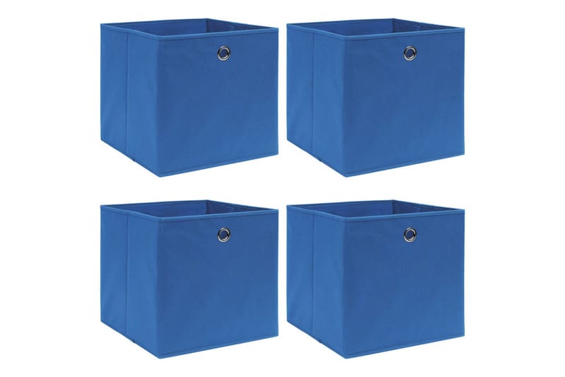 Oppbevaringsbokser 4 stk blå 32x32x32 cm stoff - Oppbevaring - Oppbevaring til småting - Oppbevaringsbokser