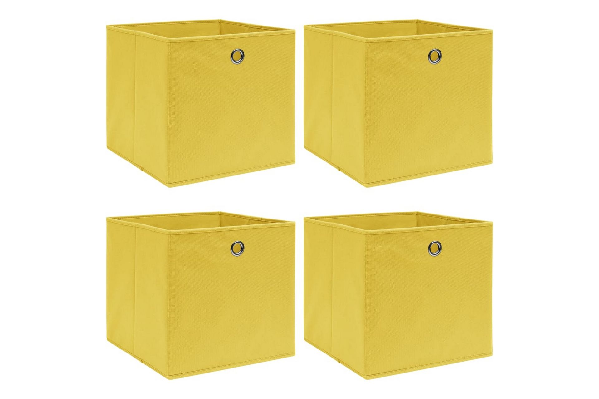 Oppbevaringsbokser 4 stk gul 32x32x32 cm stoff - Oppbevaring - Oppbevaring til småting - Oppbevaringsbokser