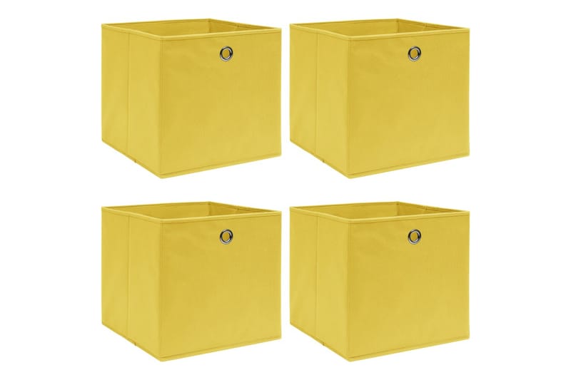 Oppbevaringsbokser 4 stk gul 32x32x32 cm stoff - Oppbevaring - Oppbevaring til småting - Oppbevaringsbokser