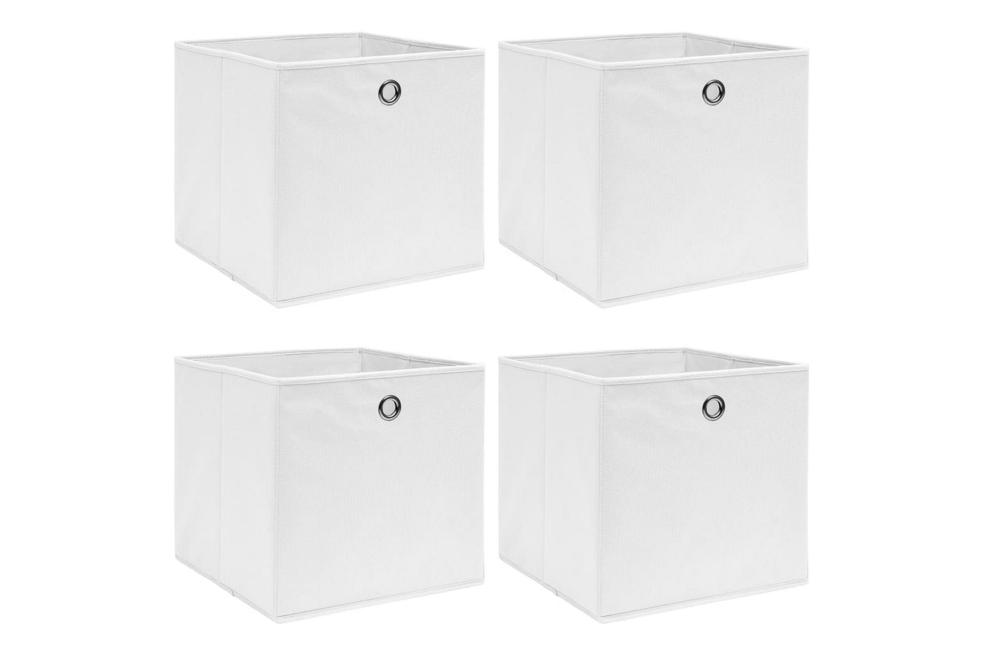 Oppbevaringsbokser 4 stk hvit 32x32x32 cm stoff - Oppbevaring - Oppbevaring til småting - Oppbevaringsbokser