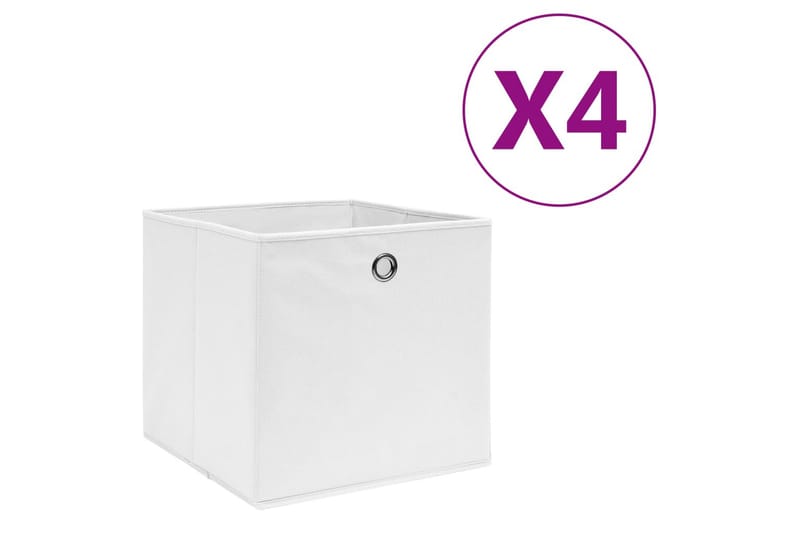 Oppbevaringsbokser 4 stk ikke-vevet stoff 28x28x28 cm hvit - Hvit - Oppbevaring - Oppbevaring til småting - Oppbevaringsbokser