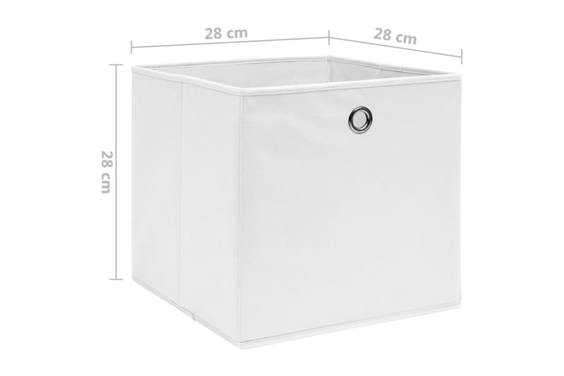 Oppbevaringsbokser 4 stk ikke-vevet stoff 28x28x28 cm hvit - Hvit - Oppbevaring - Oppbevaring til småting - Oppbevaringsbokser