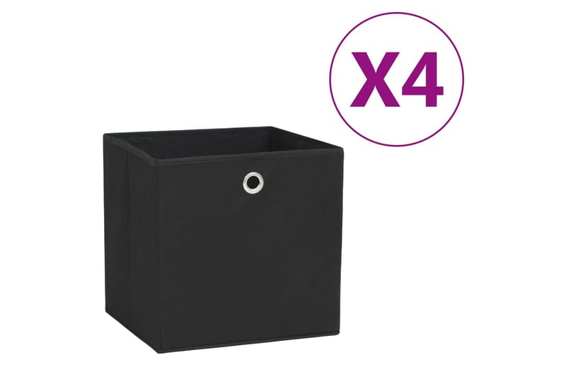 Oppbevaringsbokser 4 stk ikke-vevet stoff 28x28x28 cm svart - Svart - Oppbevaring - Oppbevaring til småting - Oppbevaringsbokser