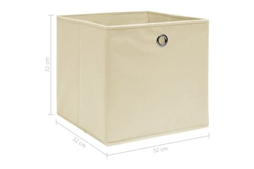 Oppbevaringsbokser 4 stk kremhvit 32x32x32 cm stoff - Oppbevaring - Oppbevaring til småting - Oppbevaringsbokser