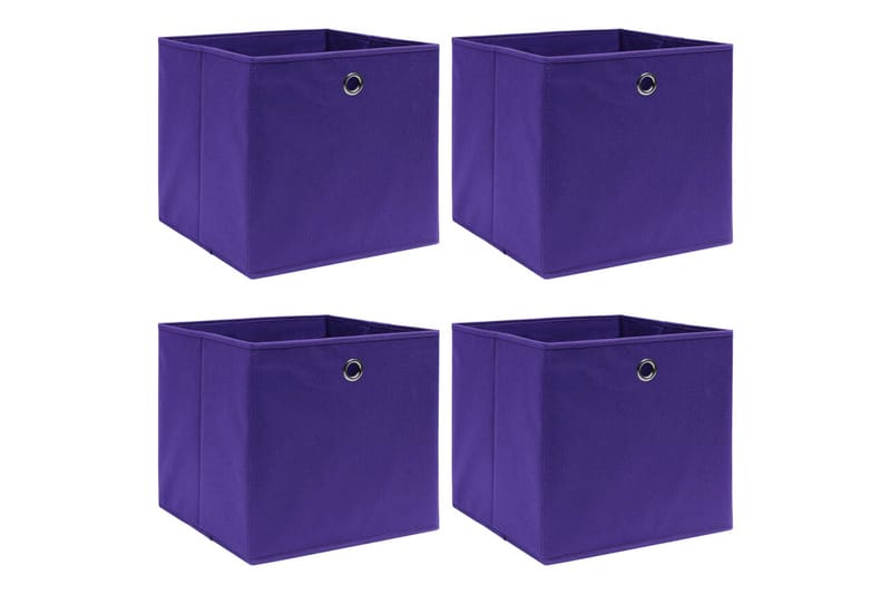 Oppbevaringsbokser 4 stk lilla 32x32x32 cm stoff - Oppbevaring - Oppbevaring til småting - Oppbevaringsbokser