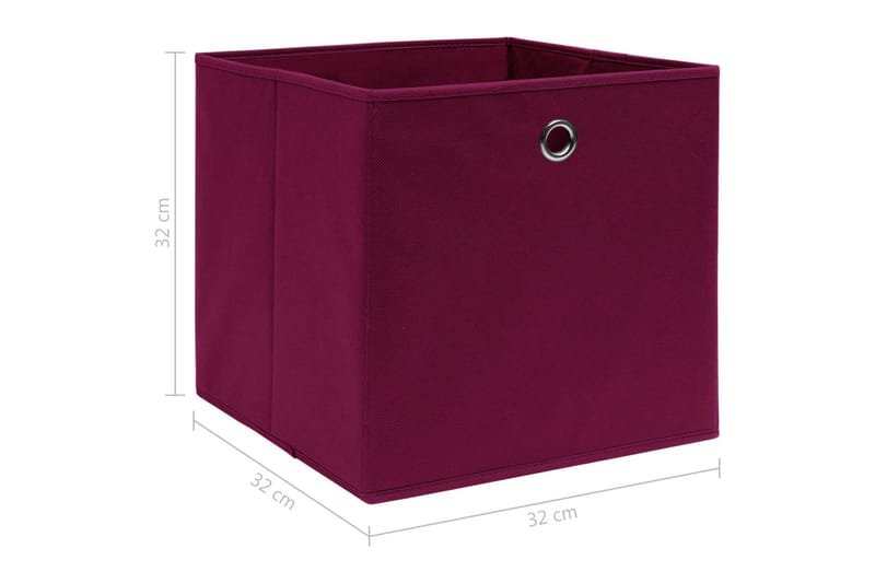 Oppbevaringsbokser 4 stk mørkerød 32x32x32 cm stoff - Oppbevaring - Oppbevaring til småting - Oppbevaringsbokser