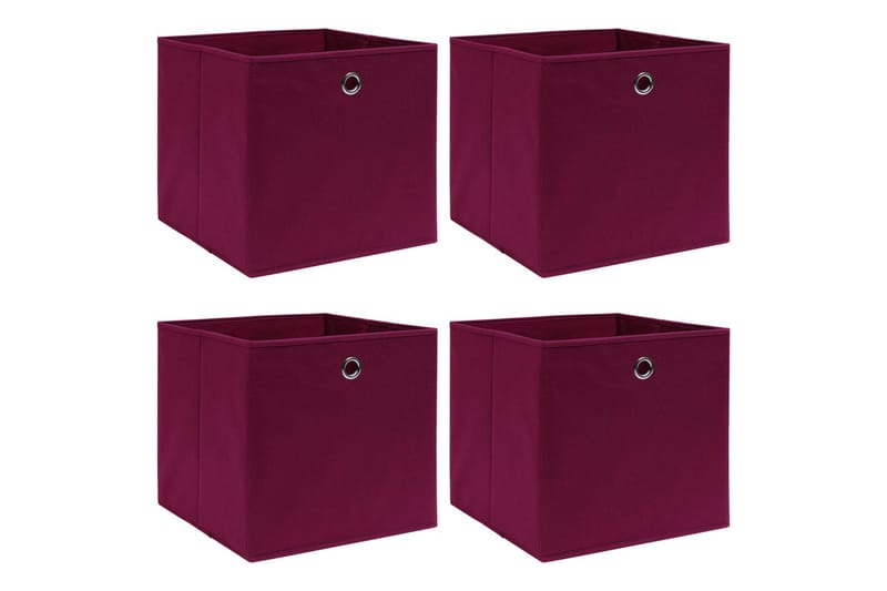 Oppbevaringsbokser 4 stk mørkerød 32x32x32 cm stoff - Oppbevaring - Oppbevaring til småting - Oppbevaringsbokser