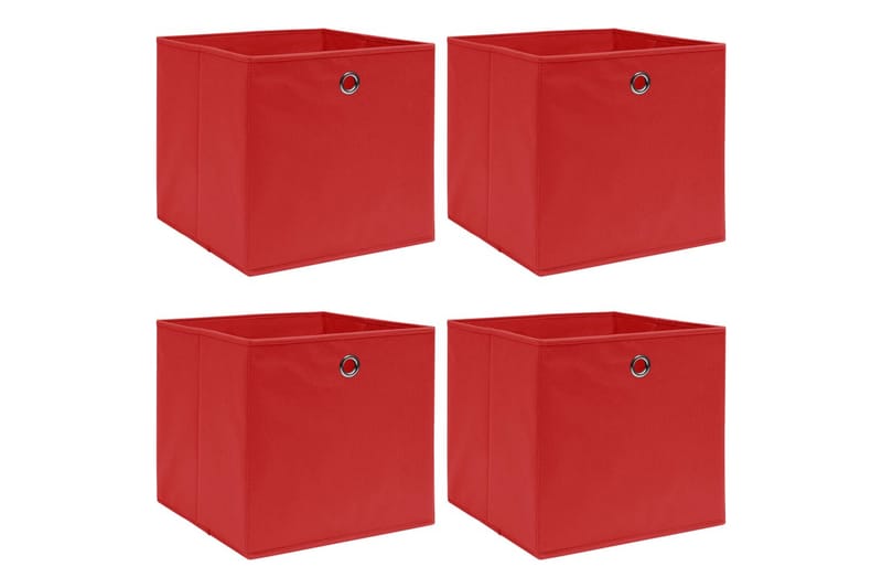 Oppbevaringsbokser 4 stk rød 32x32x32 cm stoff - Oppbevaring - Oppbevaring til småting - Oppbevaringsbokser