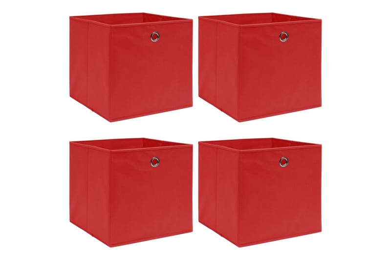 Oppbevaringsbokser 4 stk rød 32x32x32 cm stoff - Oppbevaringsbokser