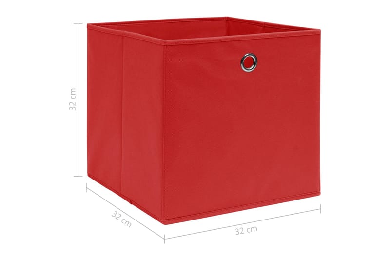 Oppbevaringsbokser 4 stk rød 32x32x32 cm stoff - Oppbevaring - Oppbevaring til småting - Oppbevaringsbokser