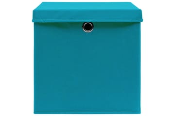 Oppbevaringsbokser med deksler 10 stk 28x28x28 cm babyblå - Blå - Oppbevaring - Oppbevaring til småting - Oppbevaringsbokser