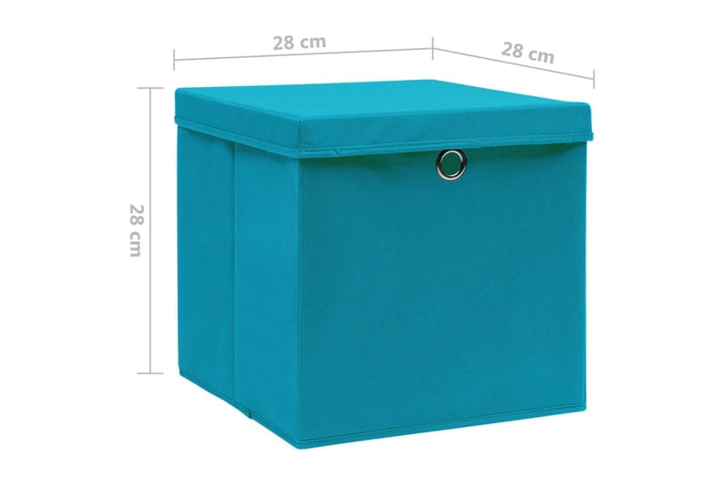Oppbevaringsbokser med deksler 10 stk 28x28x28 cm babyblå - Blå - Oppbevaringsbokser