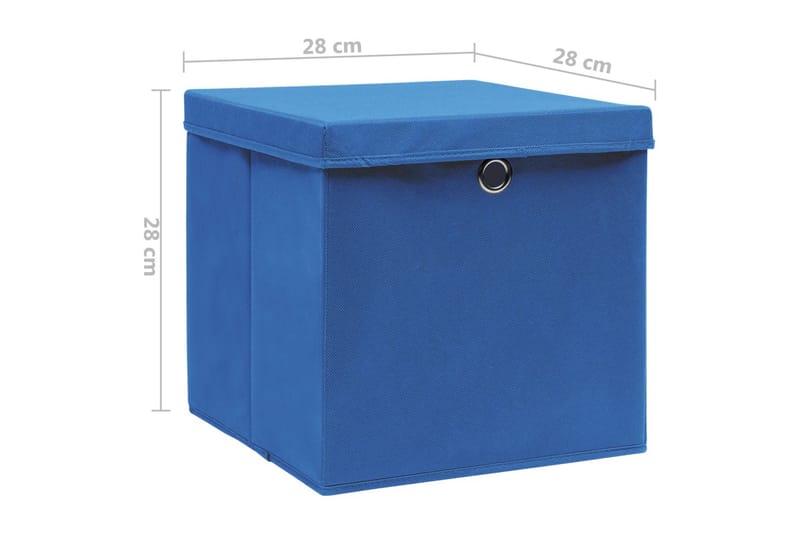 Oppbevaringsbokser med deksler 10 stk 28x28x28 cm blå - Blå - Oppbevaring - Oppbevaring til småting - Oppbevaringsbokser