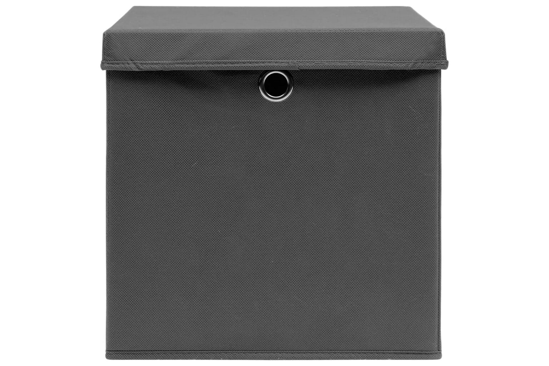 Oppbevaringsbokser med deksler 10 stk 28x28x28 cm grå - Grå - Oppbevaring - Oppbevaring til småting - Oppbevaringsbokser