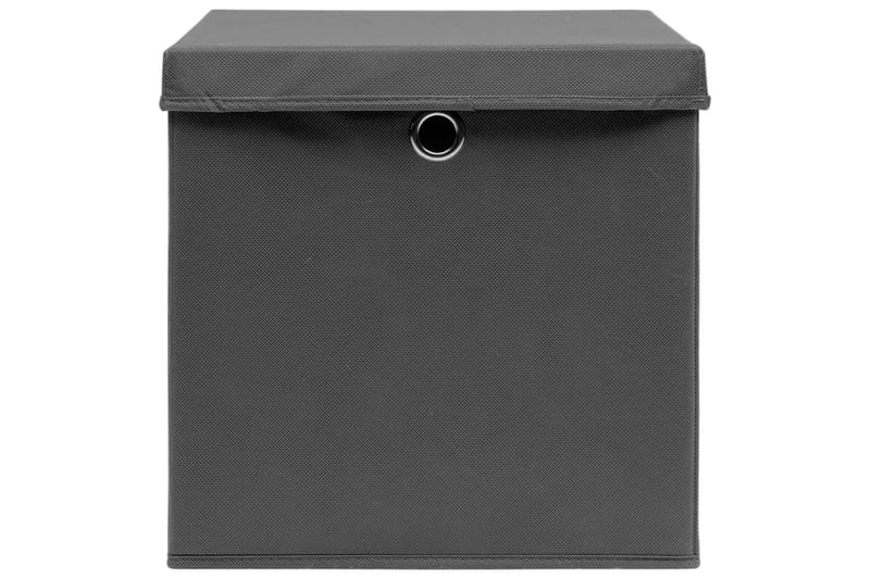 Oppbevaringsbokser med deksler 10 stk 28x28x28 cm grå - Grå - Oppbevaringsbokser