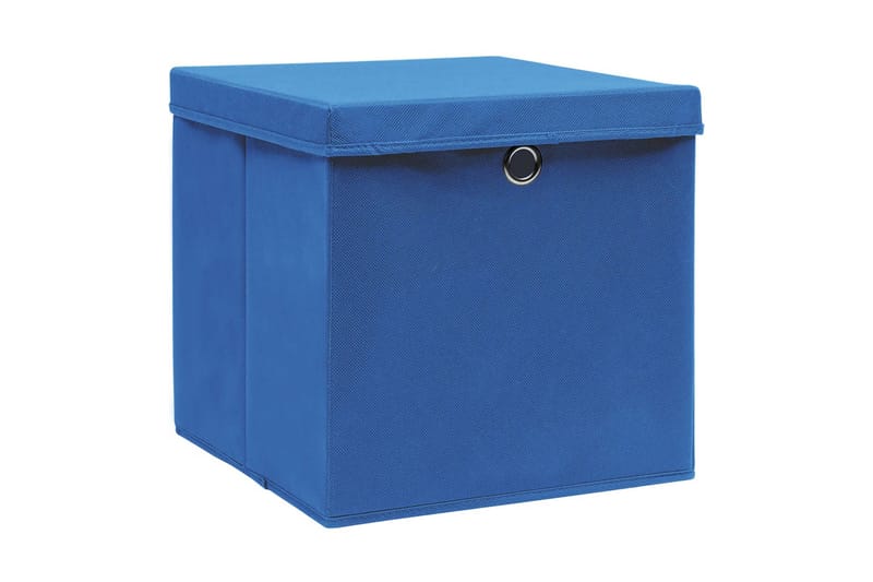 Oppbevaringsbokser med lokk 10 stk blå 32x32x32 cm stoff - Oppbevaring - Oppbevaring til småting - Oppbevaringsbokser
