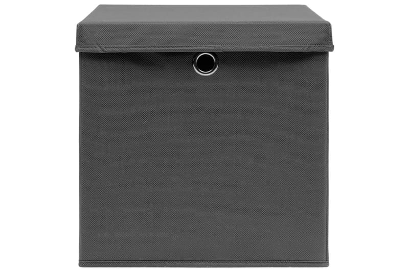 Oppbevaringsbokser med lokk 10 stk grå 32x32x32 cm stoff - Oppbevaring - Oppbevaring til småting - Oppbevaringsbokser