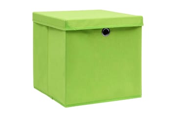 Oppbevaringsbokser med lokk 10 stk grønn 32x32x32 cm stoff - Oppbevaring - Oppbevaring til småting - Oppbevaringsbokser