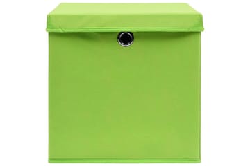 Oppbevaringsbokser med lokk 10 stk grønn 32x32x32 cm stoff - Oppbevaring - Oppbevaring til småting - Oppbevaringsbokser