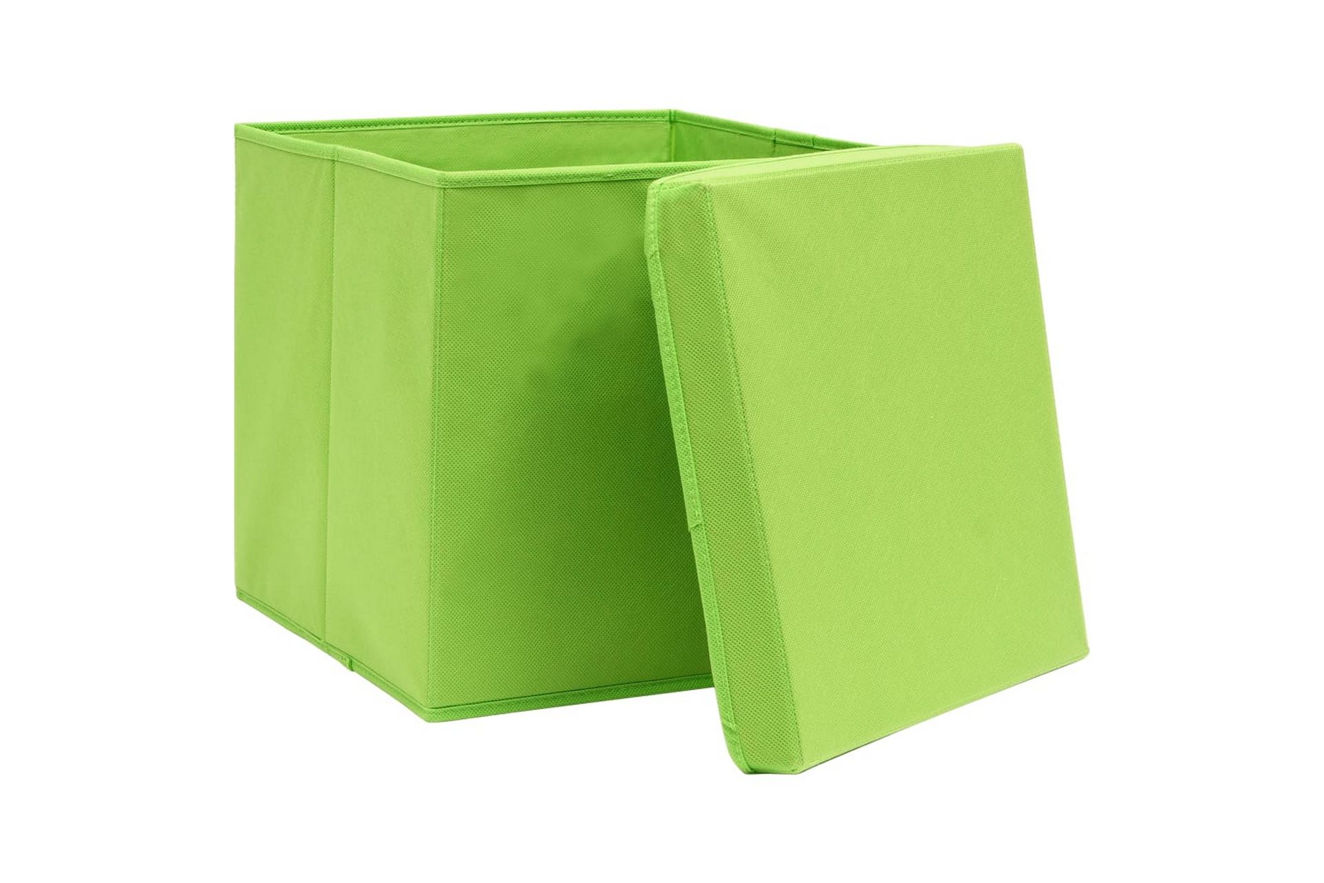 Oppbevaringsbokser med lokk 10 stk grønn 32x32x32 cm stoff - Oppbevaring - Oppbevaring til småting - Oppbevaringsbokser