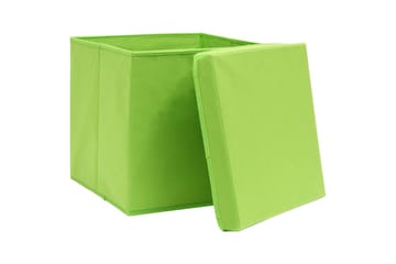 Oppbevaringsbokser med lokk 10 stk grønn 32x32x32 cm stoff - Oppbevaring - Oppbevaring til småting - Oppbevaringsbokser