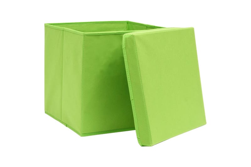 Oppbevaringsbokser med lokk 10 stk grønn 32x32x32 cm stoff - Oppbevaring - Oppbevaring til småting - Oppbevaringsbokser