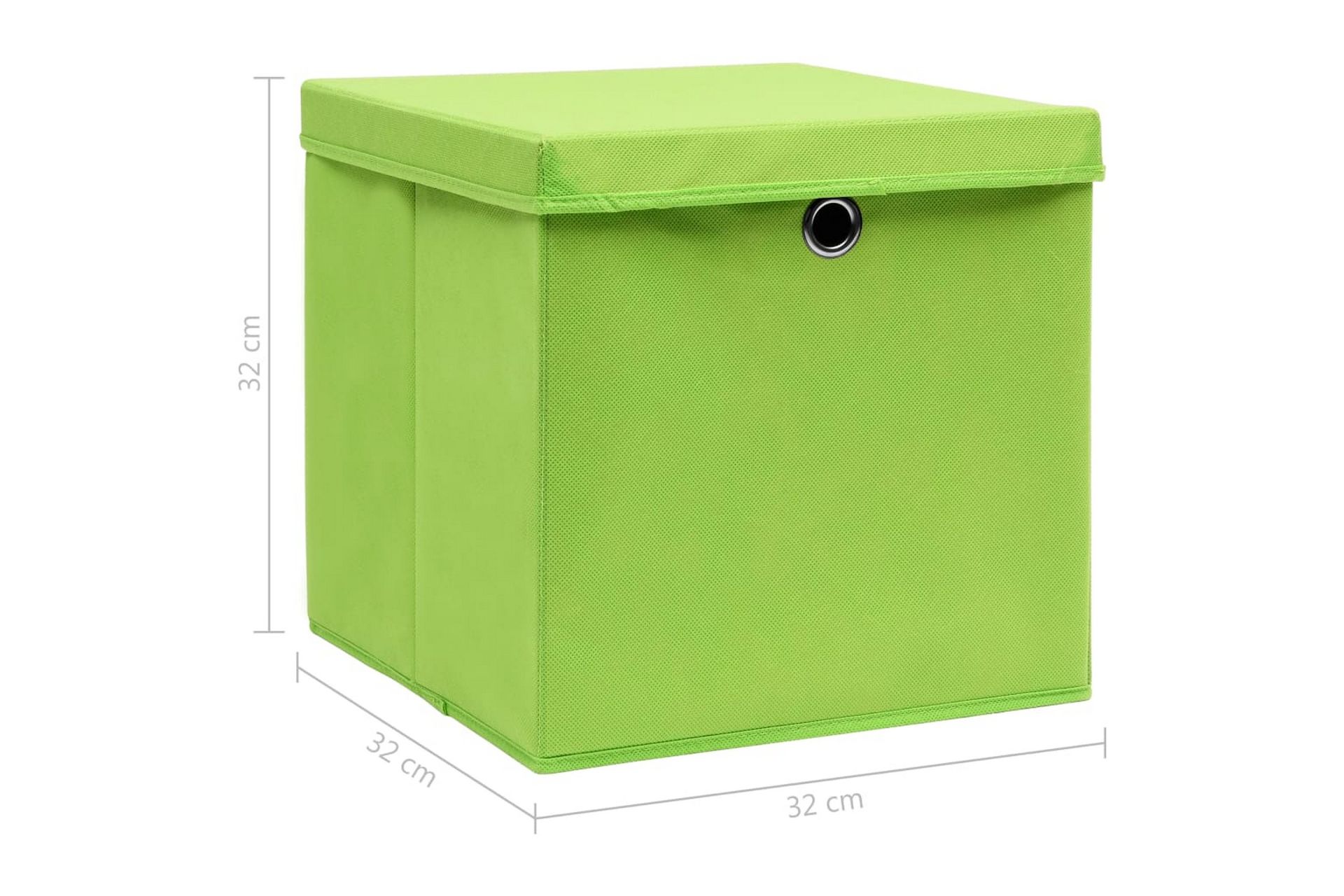 Oppbevaringsbokser med lokk 10 stk grønn 32x32x32 cm stoff - Oppbevaring - Oppbevaring til småting - Oppbevaringsbokser