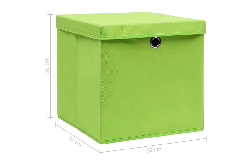 Oppbevaringsbokser med lokk 10 stk grønn 32x32x32 cm stoff - Oppbevaring - Oppbevaring til småting - Oppbevaringsbokser