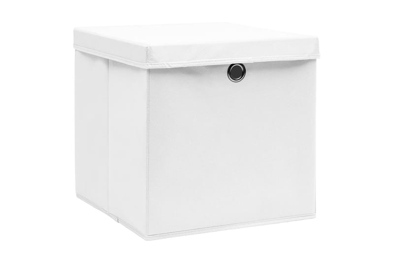 Oppbevaringsbokser med lokk 10 stk hvit 32x32x32 cm stoff - Oppbevaring - Oppbevaring til småting - Oppbevaringsbokser