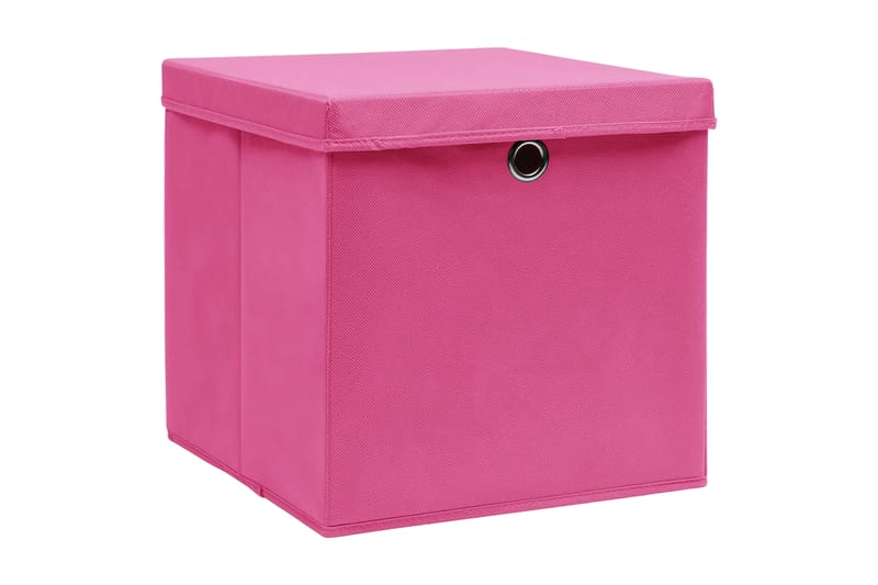 Oppbevaringsbokser med lokk 10 stk rosa 32x32x32 cm stoff - Oppbevaring - Oppbevaring til småting - Oppbevaringsbokser